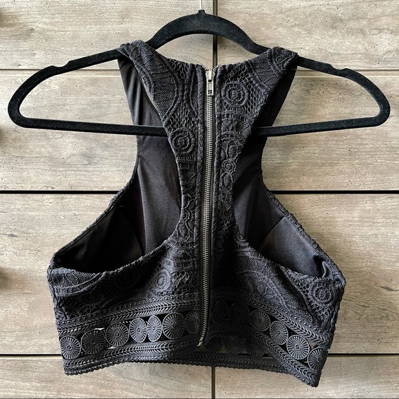 Woven black crop top SZ M - Picture 4 of 8
